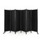 6-Panel Black Polyester Room Divider with Lockable Wheels Portable Privacy Screen for Bedroom and Office